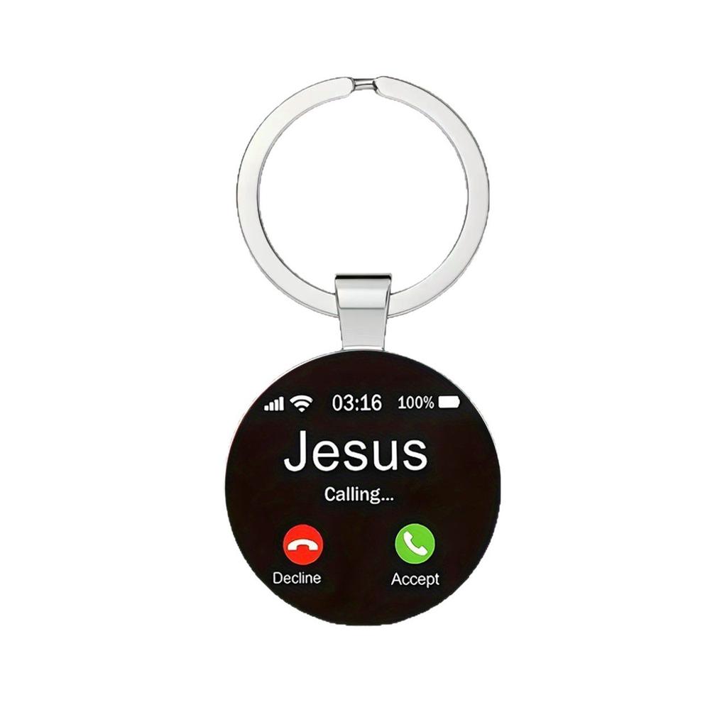 Alloy glass keychain accessory, mobile phone call interface pattern