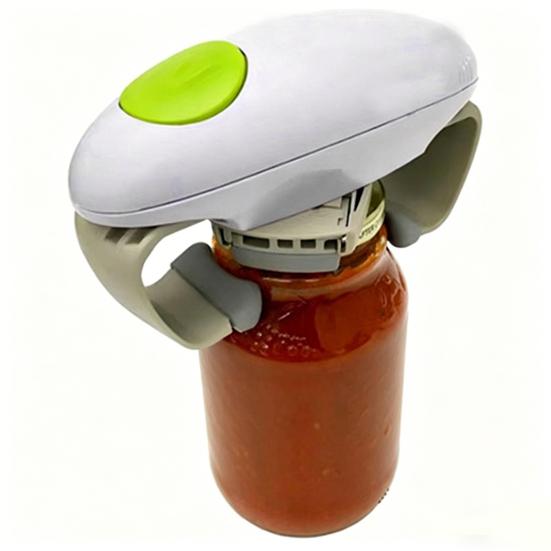 Electric Jar Opener with Dual Handles One-Button Automatic Lid Remover for Stubborn Glass Jars Fits 30-88mm Lids Essential Kitchen Gadget for