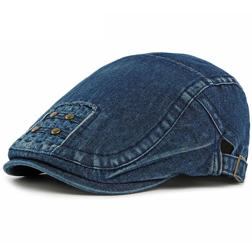 HT4862 Berets for Men Women New All Seasons Denim Beret Cap Male Female Cotton Ivy Flat Cap Adjustable Artist Painter Beret Hat