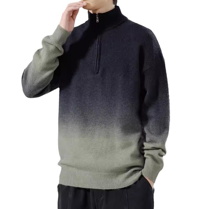 

Men’s Thick Gradient Zip Stand Collar Knit Sweater M (100-60 kg)