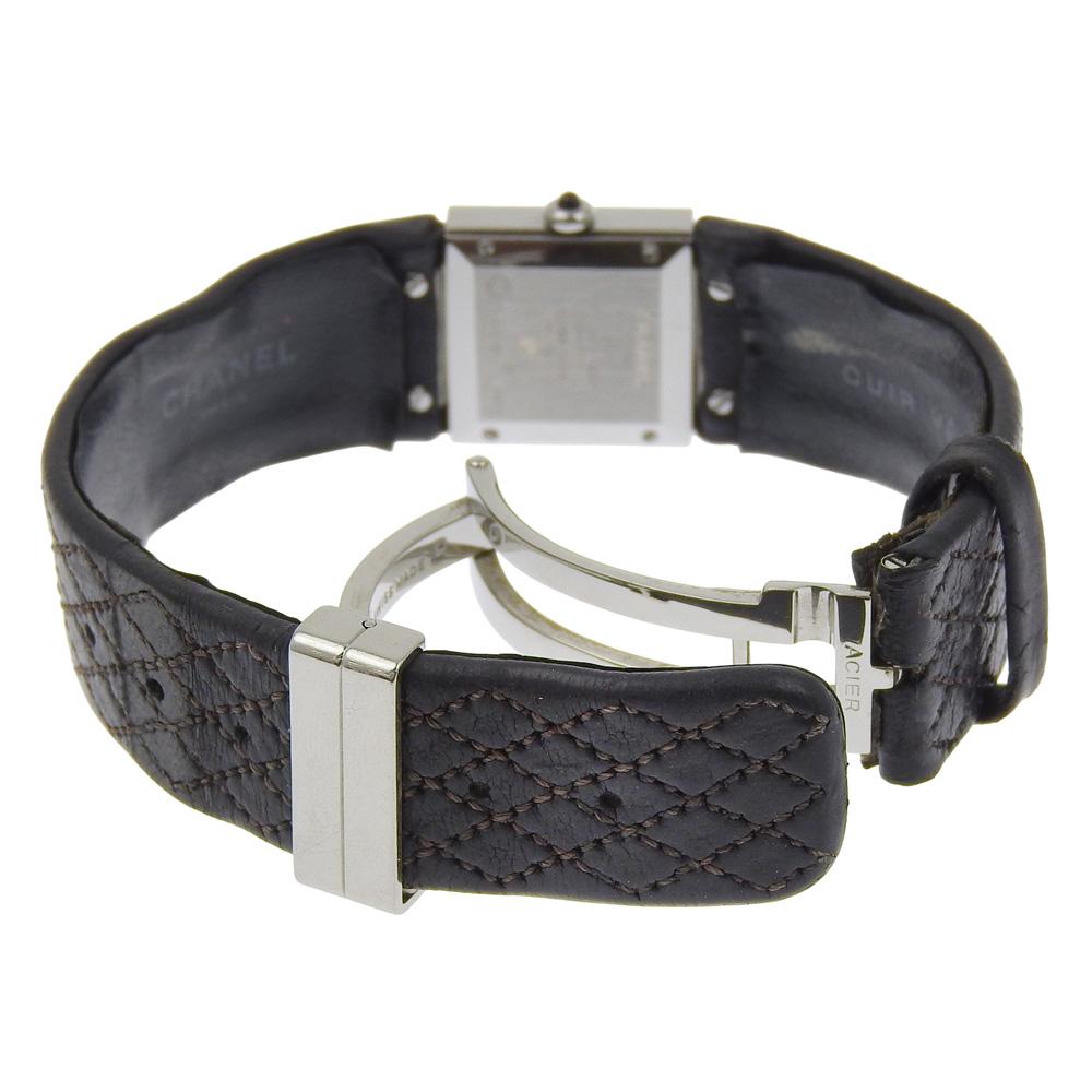 Chanel Matelasse Watches H0116 blackDial Stainless Steel/leather Quartz Analog Display Women Used