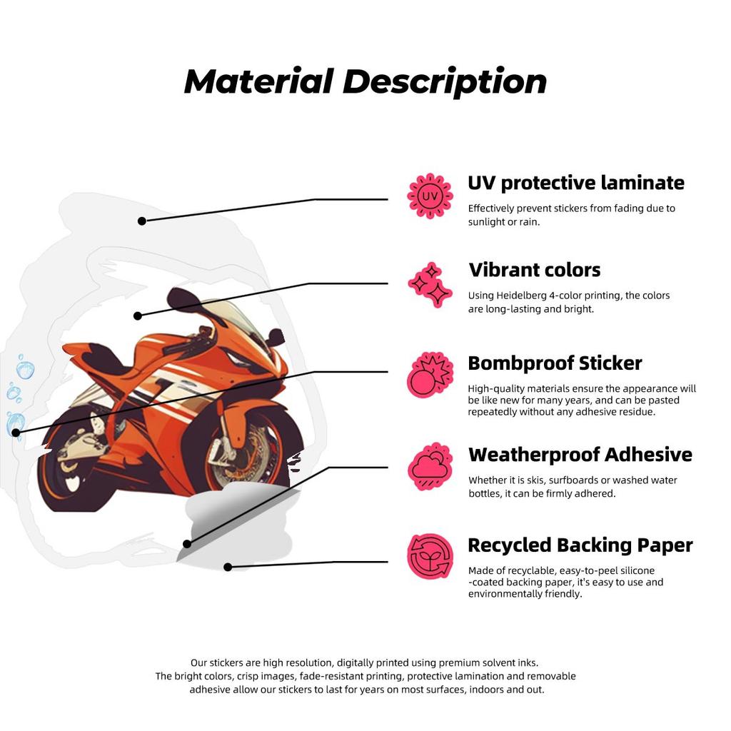 50 Cool Motorcycle Stickers Pack DIY Creative Stickers Stickers Suitcase Mobile Phone Stickers