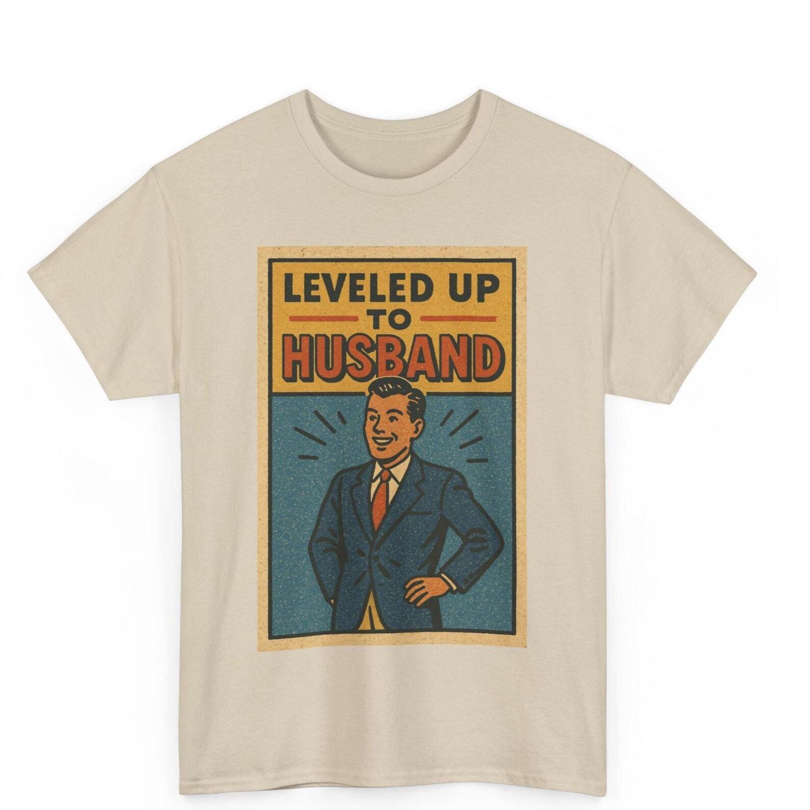 Leveled Up to Husband T-Shirt: Funny Gamer Wedding Tee S