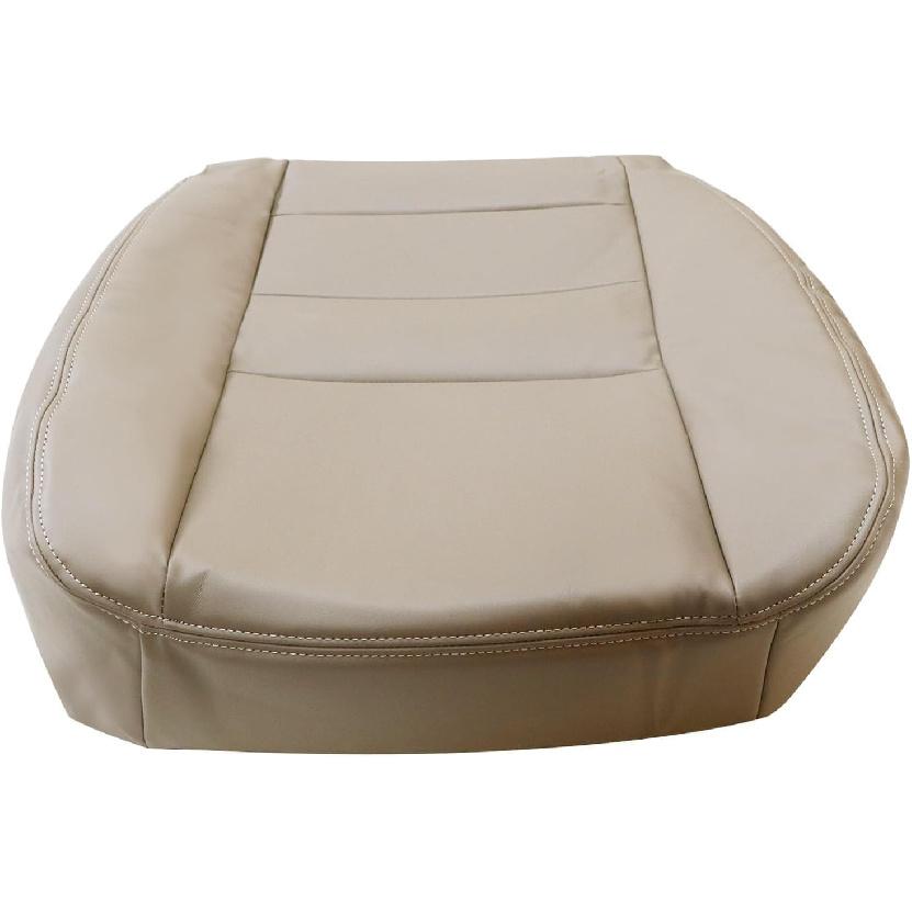 NLQR Front Driver Side Bottom Replacement Microfiber Leather Seat Cover Tan Compatible with Ford F250 F350 F450 F550 Lariat 2002 2003 2004 2005 2006