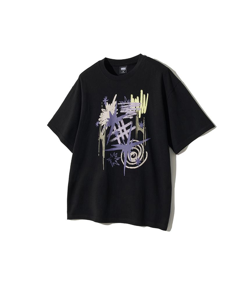 GAKKAI UNIONS Star Scribble Short Sleeve T-Shirt Black