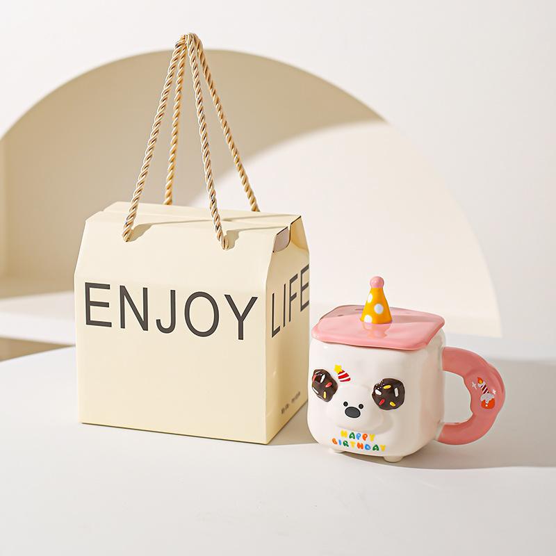 Cute Cartoon Cute Pet Animal Mug Souvenir Birthday Party Cute Ceramic Cup Household Milk Breakfast Cup
