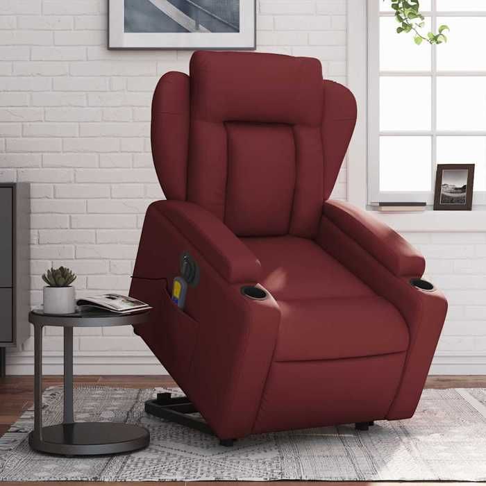 VidaXL Fauteuil inclinable de massage électrique rouge bordeaux 3204569