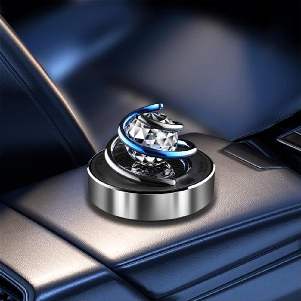 Odświeżacz powietrza do samochodu zasilany energią słoneczną Obrotowa spirala Rhinestone Długotrwały zapach Stop Auto Aromaterapia Dyfuzor Ozdoba Akcesoria do wnętrza samochodu