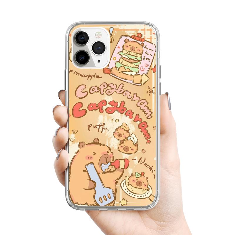 

Milky Tea Capybara Phone Case For iPhone 15 11 12 14 13 Pro Max Mini XS Max XR SE 7 8 Plus Kawaii Animal Food Mobile Phone Cover iPhone 13