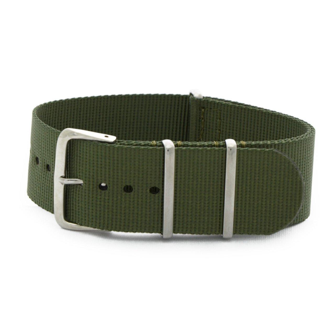 Watch Strap, Watch Band, Nylon Belt, Replacement Nylon Strap, TYPE NATO, CASSIS, Replacement Tool Included, 18mm, Green