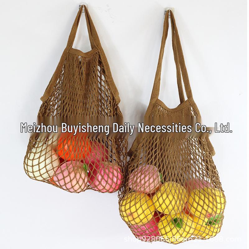 Xiaohongshu Pure Cotton Mesh Bag: Portable, Foldable Grocery Net Bag for Fruits & Vegetables