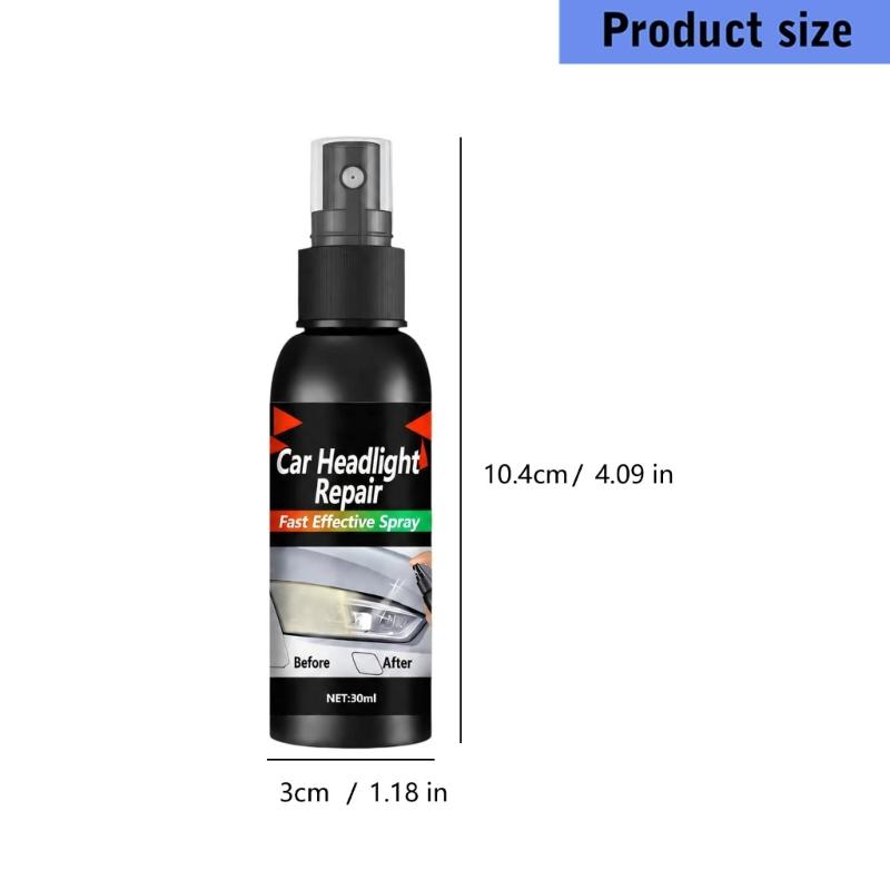 Pump Applicator Car Headlight Repair Liquid, 30 mL Lens Care for Haze, Yellowing, Light Oxidation & Fine Scratches, 1 Bottle for Routine Vehicle Care