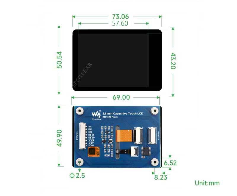 ESP32-S3 2.8" LCD Kapasitivt Berøringskit, 240x320 ST7789 Skjerm