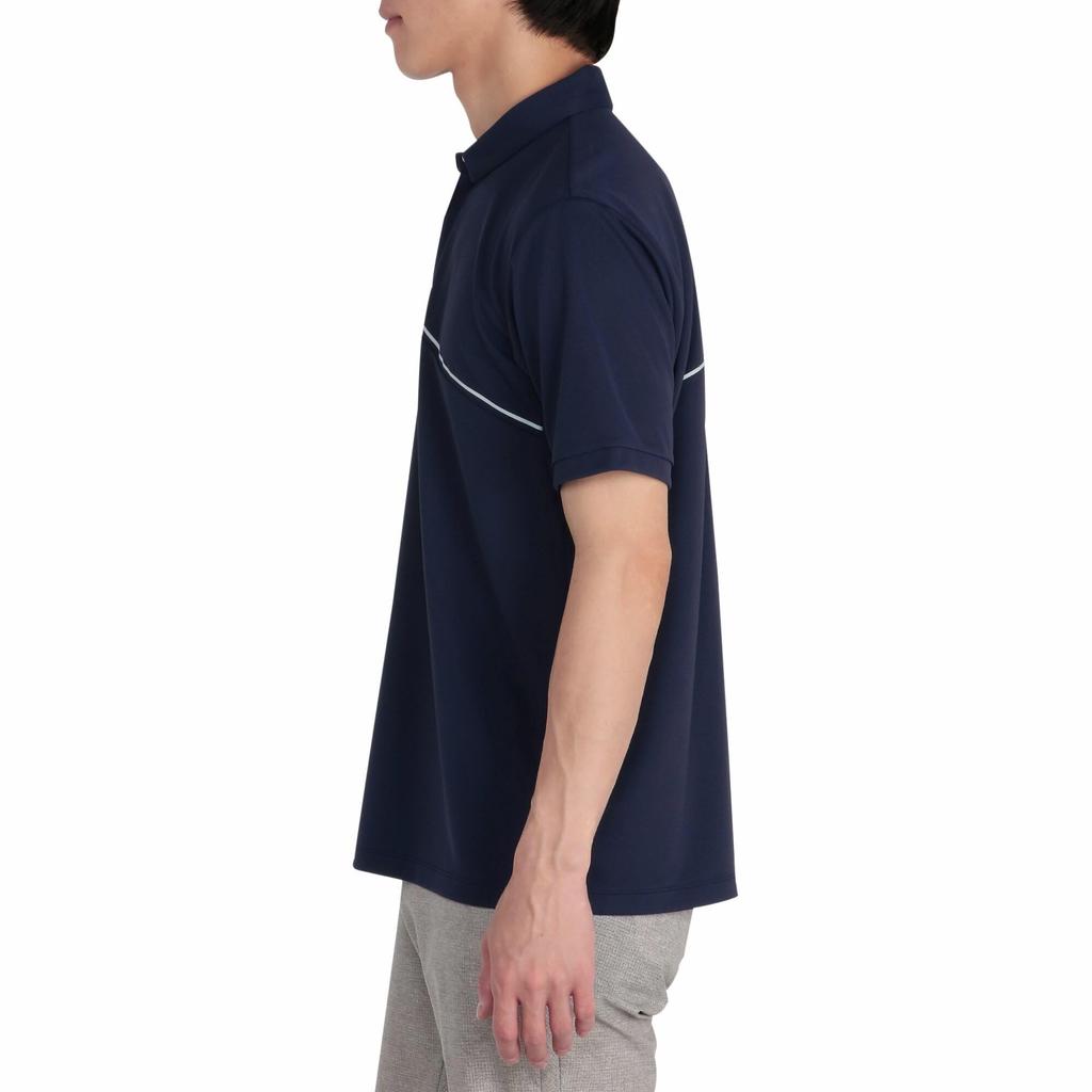 Mizuno Solar Cut Ice Touch Short Sleeve Shirt with Heat Deep Navy Zip-Up Collar, Shielding, E2MAC001,