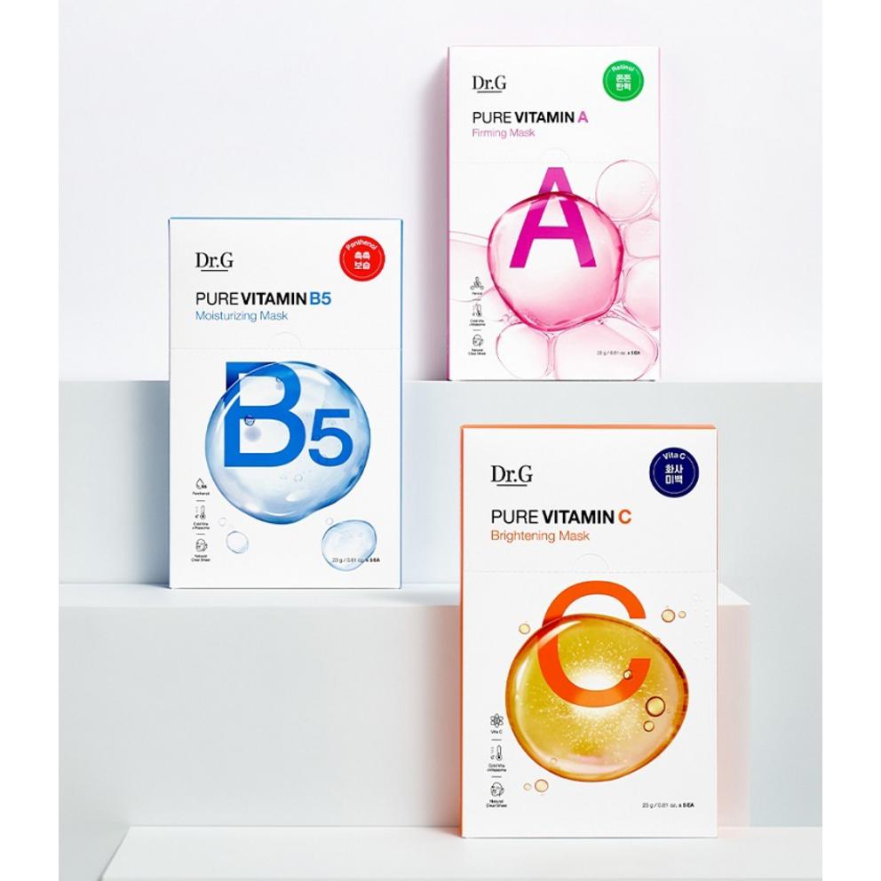 Dr.G Pure Vitamin A Firming 4pcs + Vitamin B5 Moisturizing 4pcs + Vitamin C Brightening 4pcs Mask Set, 1 pack