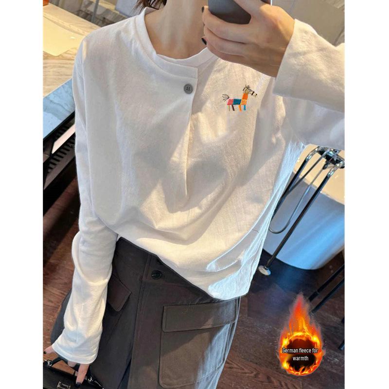 

Bear Paw Print Women s Thermal Fleece Base Layer: White Long Sleeve with Half-Open Collar Extra Large
