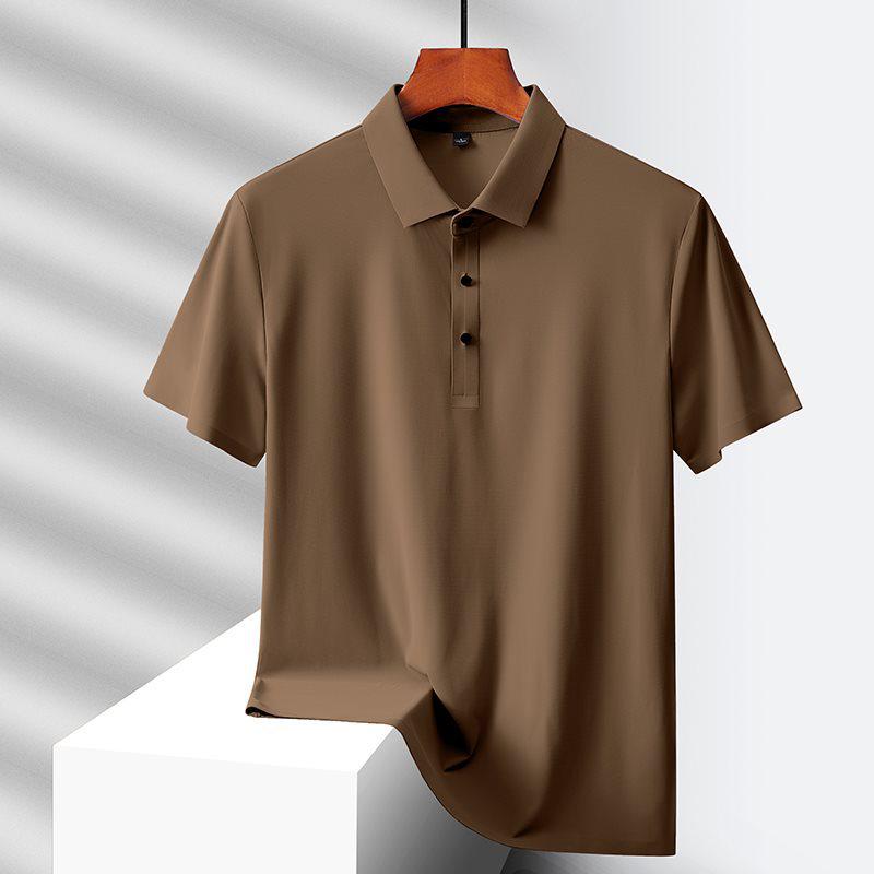 Men's Hot-Selling Ice Silk Short Sleeve Polo - Summer Style for Middle-Aged and Elderly Dads