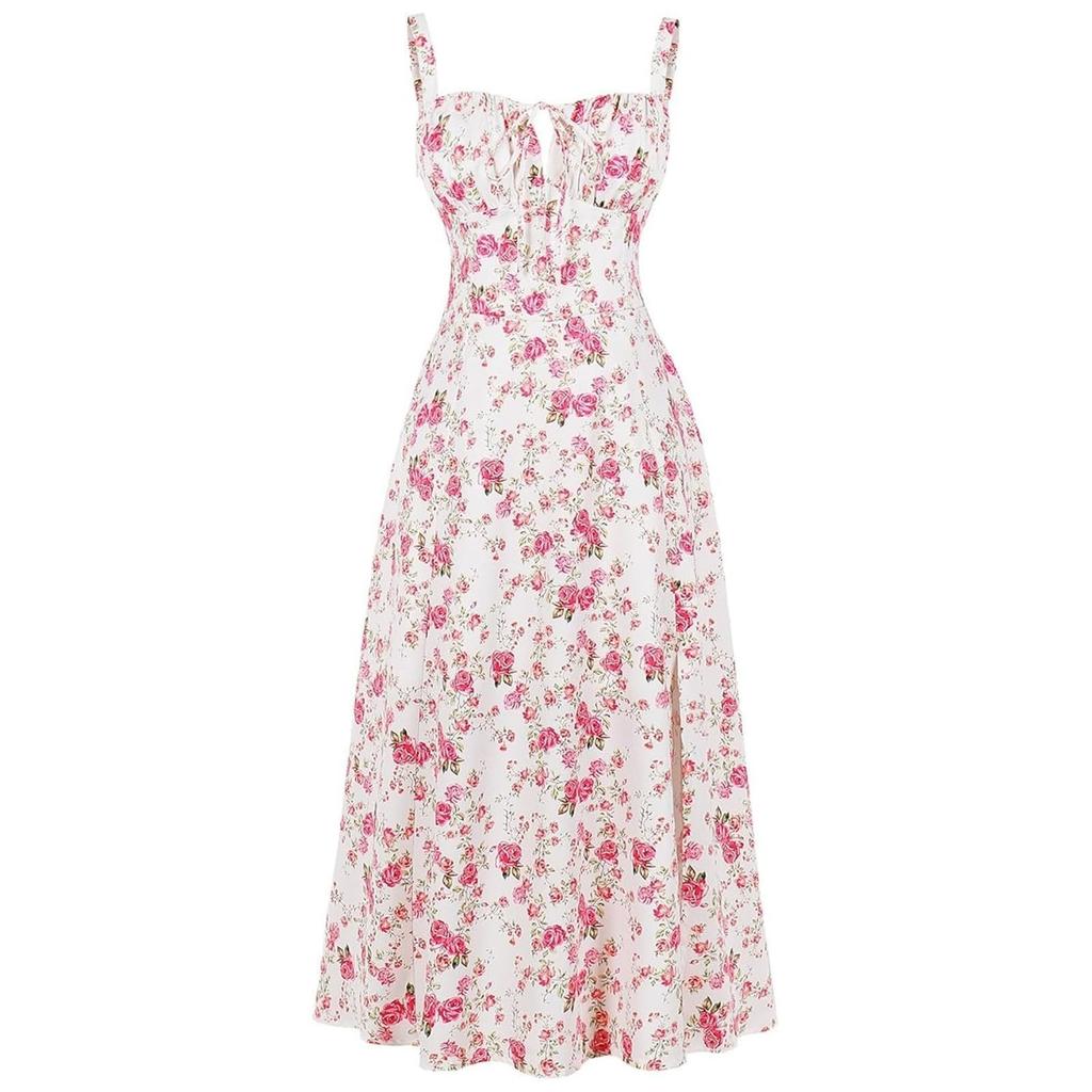 Ärmelloses Boho-Kleid für Damen, lässig locker sitzendes Sommer-Sonnenkleid mit Blumendruck