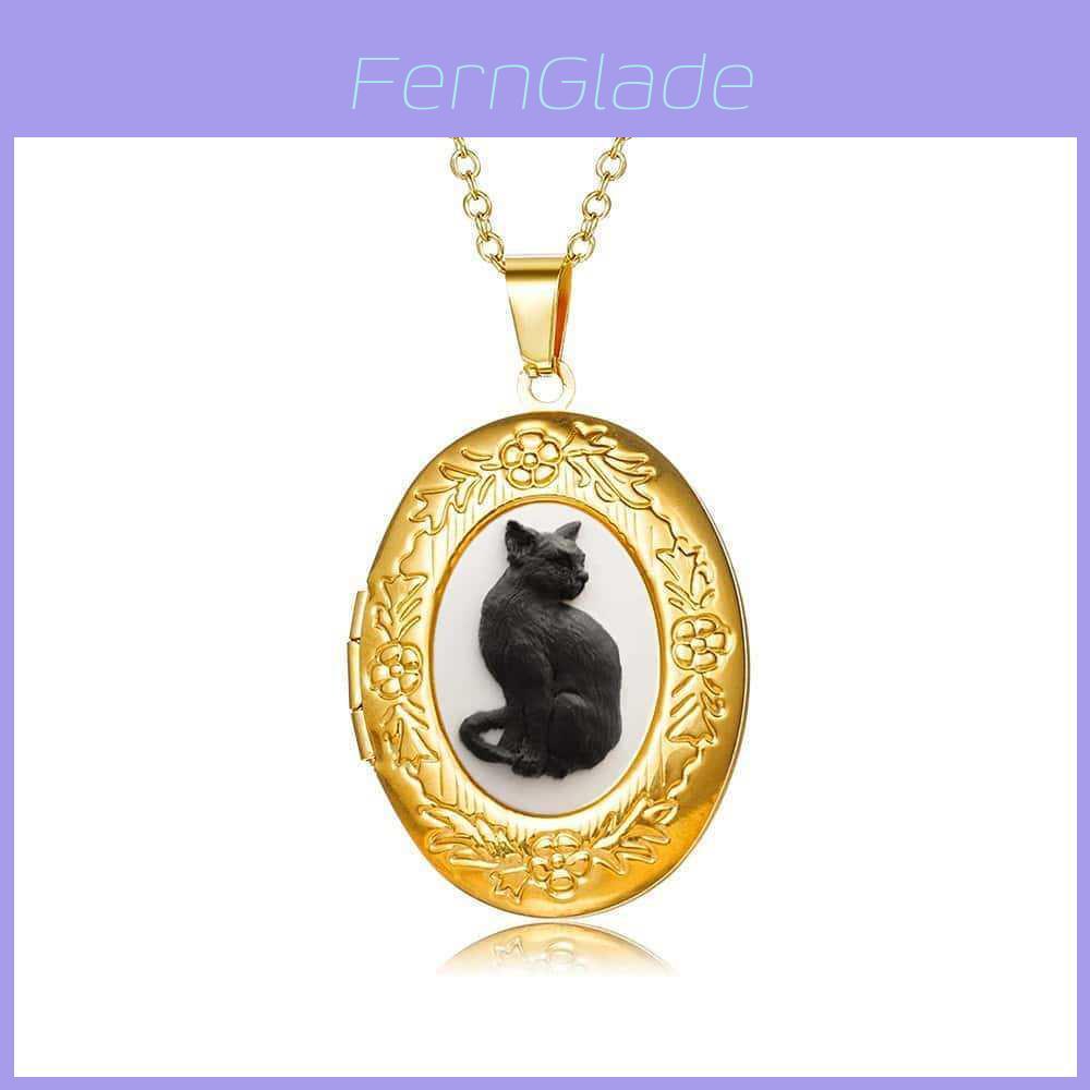Gothic Cat Pendant Necklace For Women With Stainless Steel Chain Elegant Retro Jewelry Gift