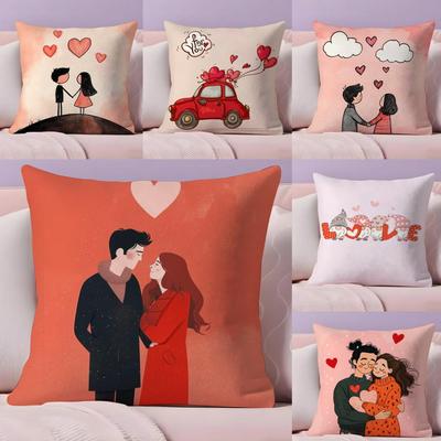 Sweet Couple Cushion Cover Silky Short Plush with Invisible Zipper Dustproof Sofa Pillow Case for Home Decor