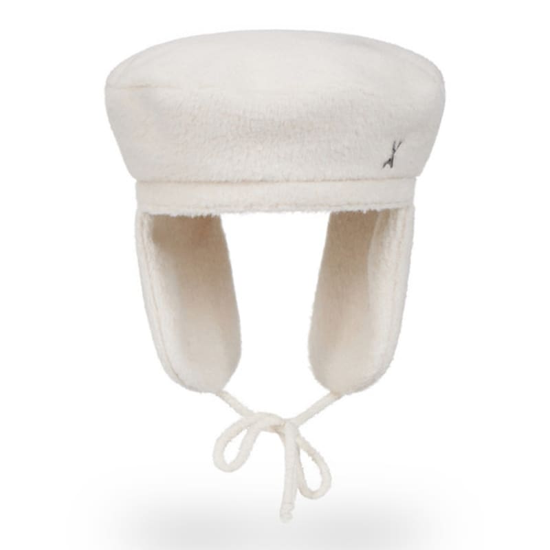 VARZAR VA Studded Fly Wool Beret Ivory