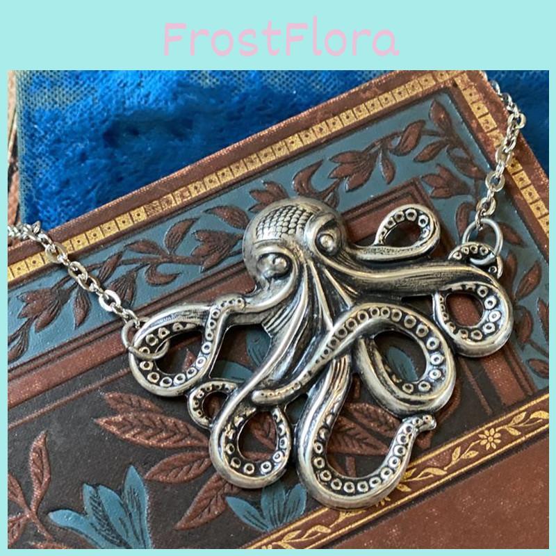 Fashion Octopus Pendant Necklace With Cross Chain For Men And Women