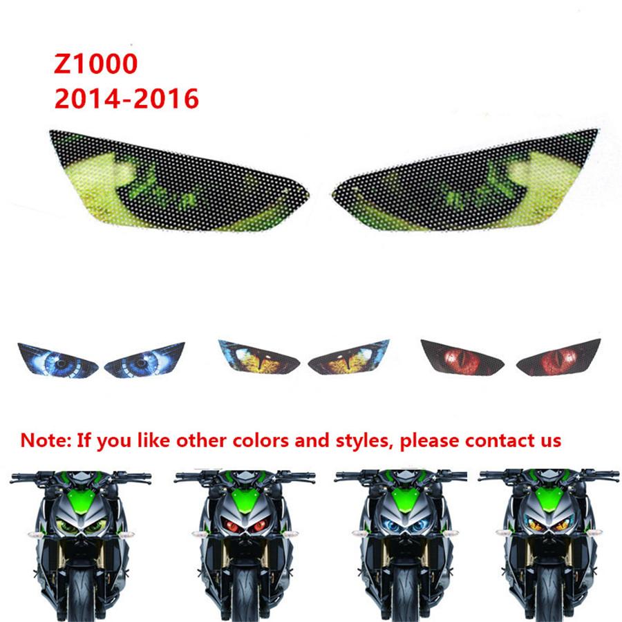

Для Kawasaki Z1000 2014-2016 Наклейка на фару Декор фары Наклейка Зеленый глаз x2