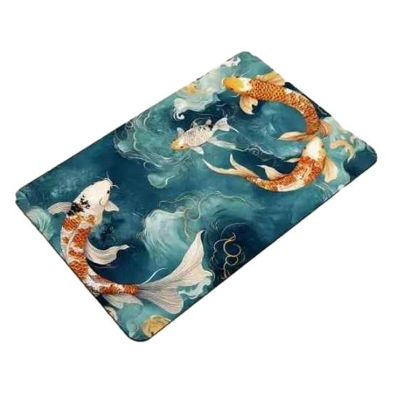 3D Optical Illusion Fish Area Rug Realistic Ground Crack Floor Carpet Non Slip Indoor Doormat for Living Room Bedroom Entryway Bath