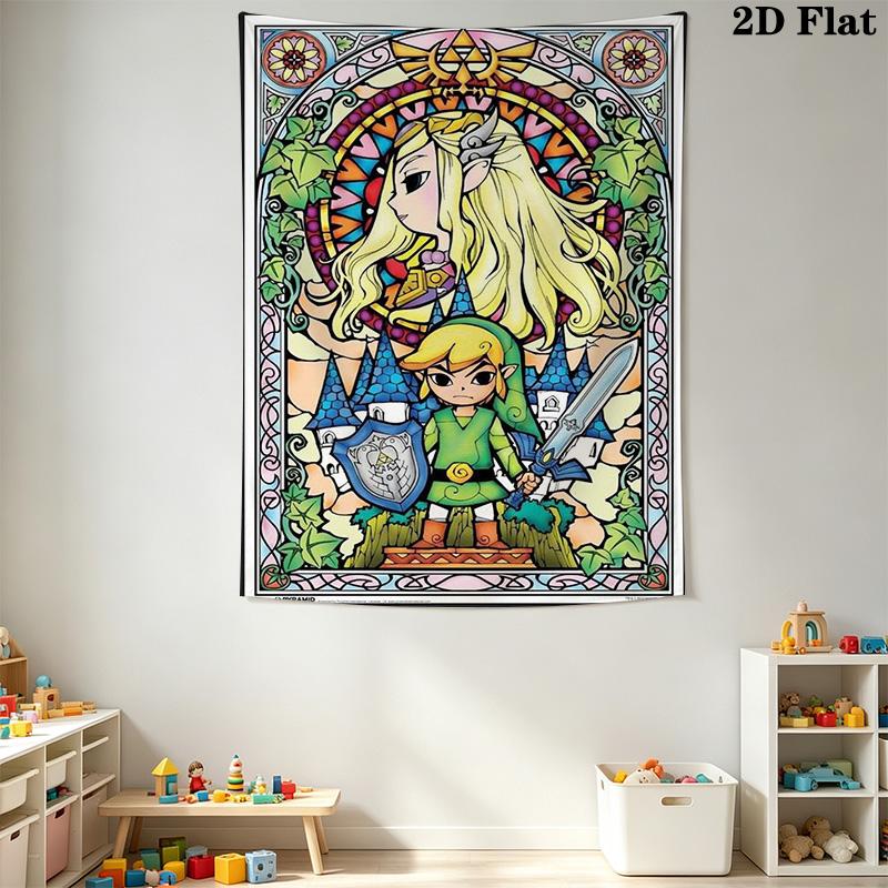 Zelda'S Epic Adventure Hero'S Journey Unfolded Tapestry Fashion Print Background Cloth Soft Background Cloth Background Wall Hanging Cloth