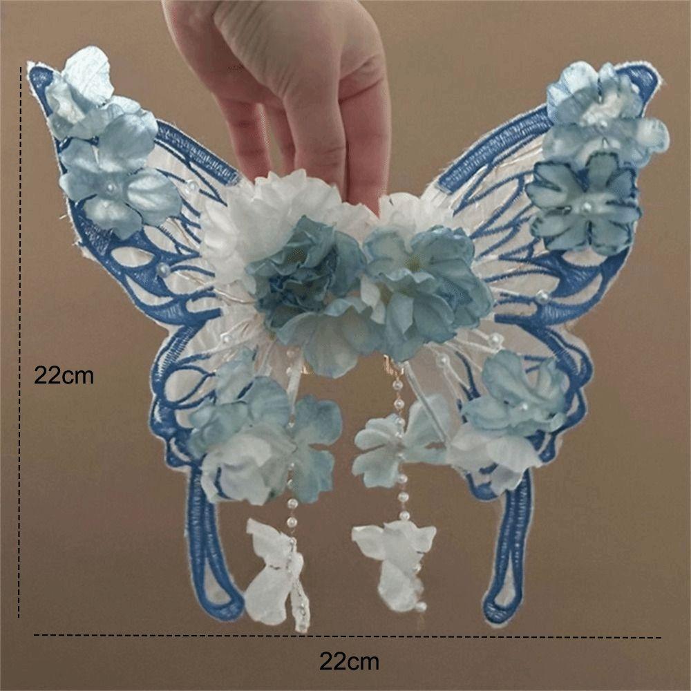 2pcs/set Elegant Hair Clip Ancient Style Tassel Hairpin Flower Silk Headwear  For Women Girls