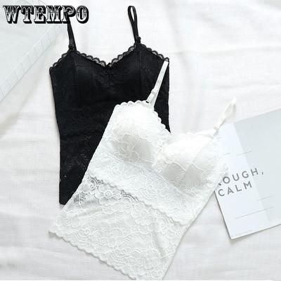 Débardeur en dentelle pour femmes, soutien-gorge avec ceinture Anti-lumière, Sexy, Slim, gilet à bretelles, Camisole de couleur unie, printemps et été