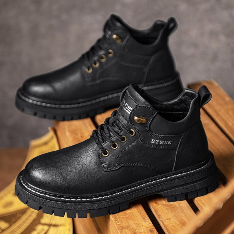 Martin Boots Men's Autumn and Winter Locomotive Low-top Leather Short Boots British Style Men's Medium-top Sports and Leisure Men's Shoes