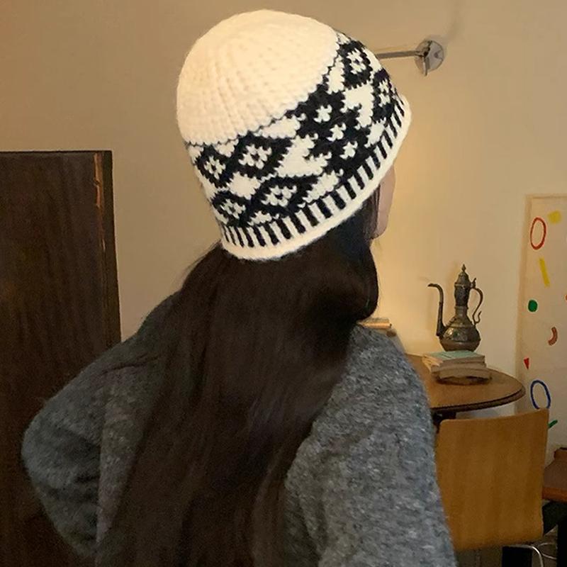 Women'S Knitted Cap Wool Mixed Retro Wool Hat For Keeping Warm Big Head Sized Cold Proof Hat For Male Head 1Pc