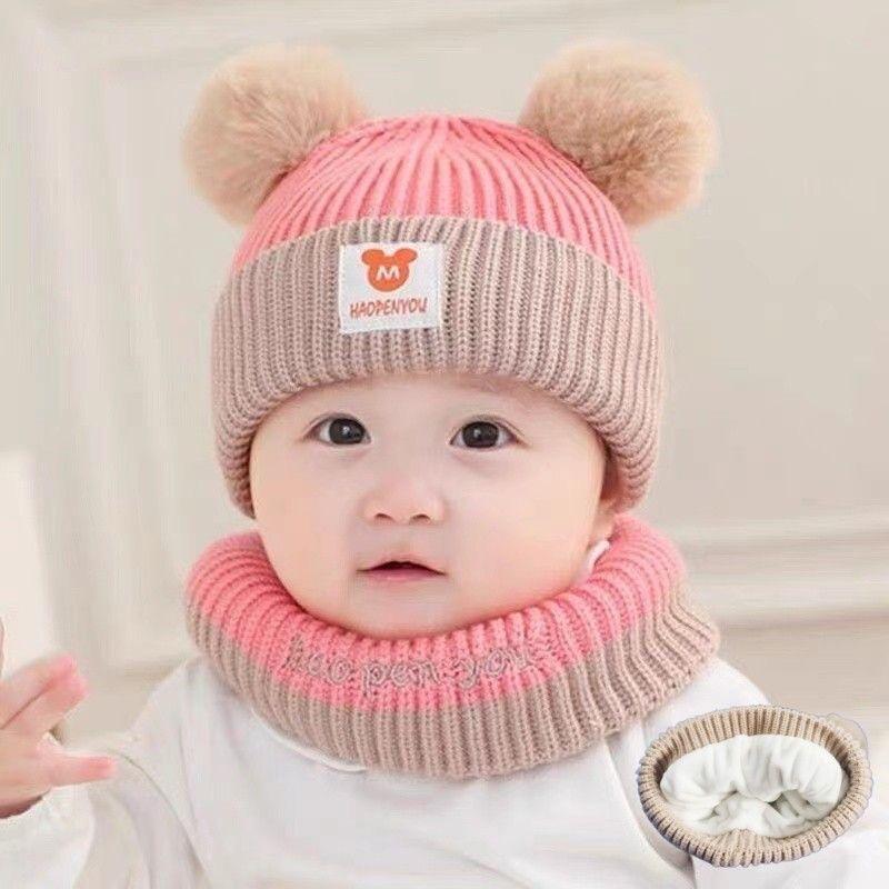 Autumn and winter children's hats, girls' pullovers, knitted hats, colored wool hats, boys' and babies' warm ear hats, tide