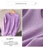 Women's 100% Wool Round Neck Long Sleeve Knitted Sweater – Solid Color for Autumn and Winter
