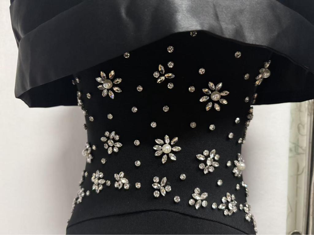 Women's European & American One-Shoulder Rhinestone Evening Gown