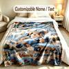 Teddy Bear Theme Custom Blanket Personalized Name & Text Customized Soft Warm Throw Blanket Home Decor