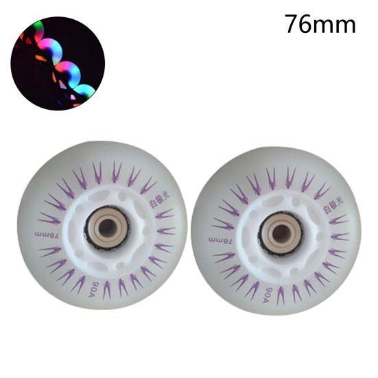 2Pcs 80/76/72mm In-line Speed Skate Skating LED Light Flashing Roller Wheels