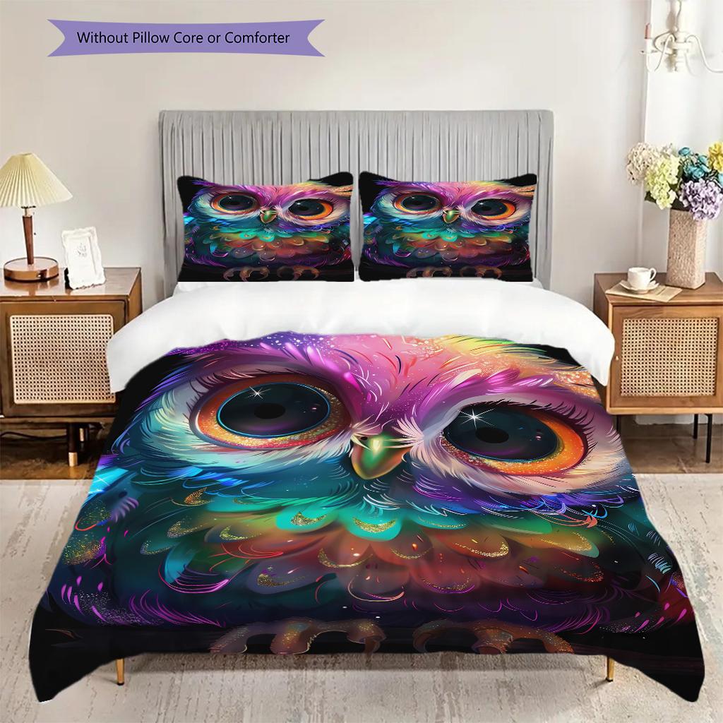 Sada povlečení s motivem sovy Sada prošívaných dek Povlak na přikrývku Povlak na polštář Domácí dekorace Dárek k narozeninám (1 * povlak na peřinu + 2 * povlak na polštář, bez jádra)