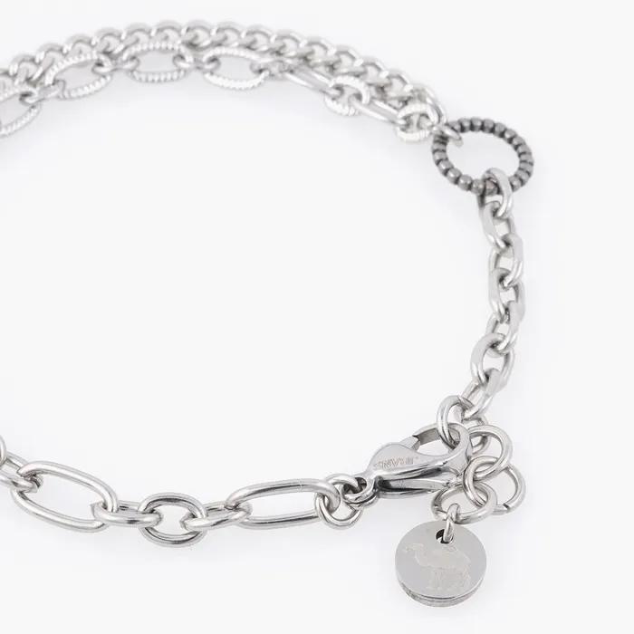 Black and Gray 839 Gemstone Two-Circle Point Chain 1141 Bracelet Set (C2403-SE379_BK)