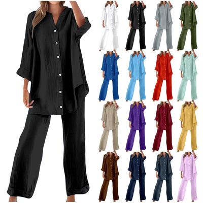 Women's Fashion Button-Down Casual Oversized Shirt Two-Piece Set