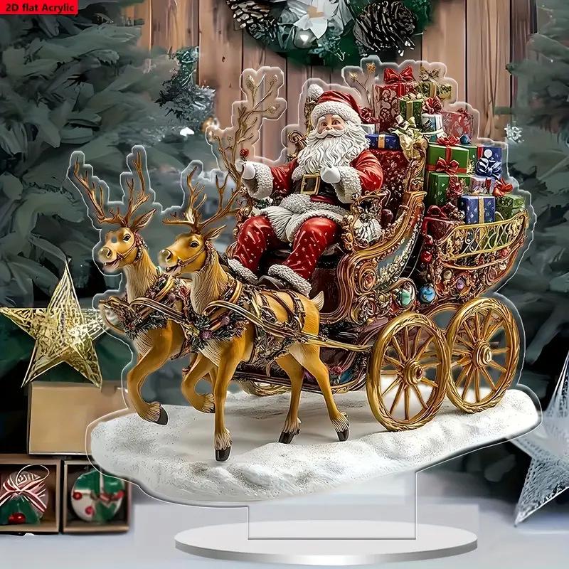 Weihnachts-Schneekugel aus Acryl mit Weihnachtsmann-, Rentier- und Schneemann-Ornament