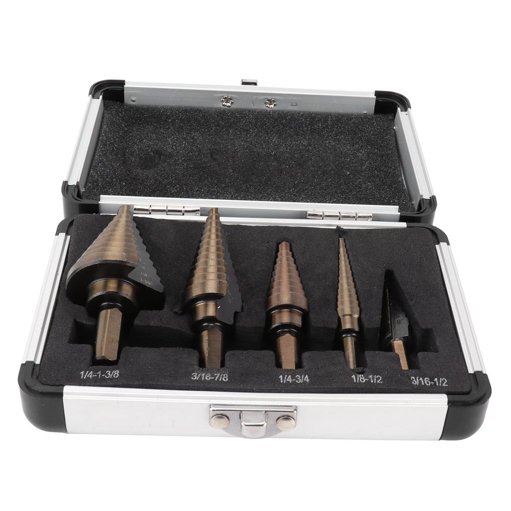 5PCS Step Drill Bit Set HSS Metric Straight Flute Drill for Drilling Steel Plate