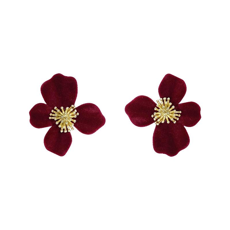2025 Black Velvet Flower Earrings for Women: High-End Autumn/Winter Style Ear Clips