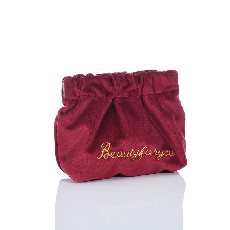Retro Velvet Automatic Closure Makeup Bag: Multifunctional Portable Lipstick & Touch-Up Storage
