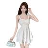 Women's French temperament irregular ruffle edge thin dress