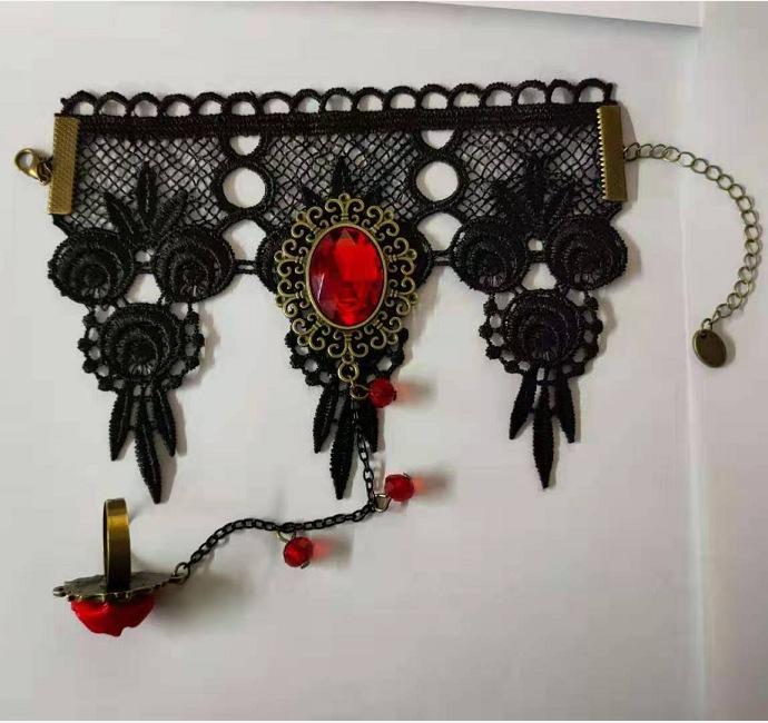 2026 New Model Gothic Steampunk Lace Cuff Fingerless Glove Arm Warmer Bracelet Black Halloween Accessories