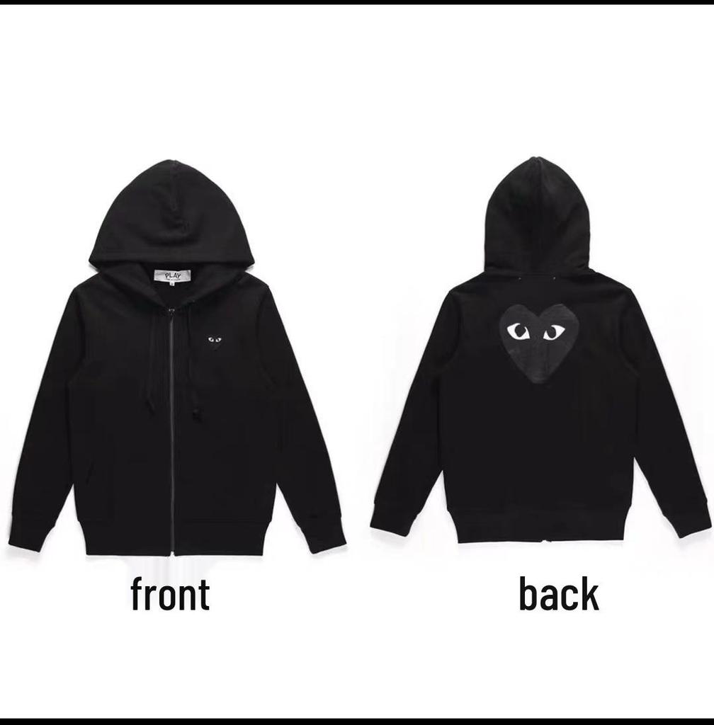 Chuan Jiu 2024 A/W Couple's Heart Hoodie Pullover with Stand Collar & Zipper