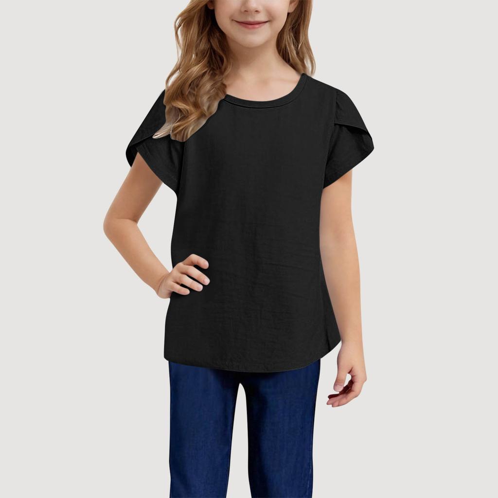 Kids' Linen Short Sleeve Tee - Round Neck Summer Top