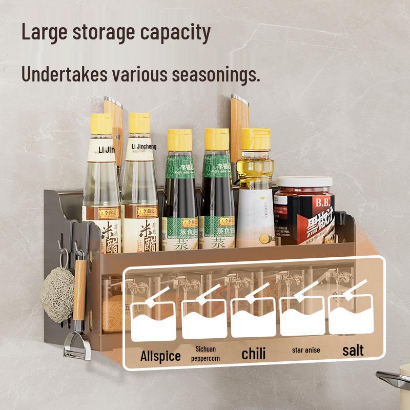 Multifunctional Kitchen Seasoning Rack: Multi-layer Storage for Seasonings, Knives, and Chopsticks